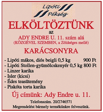 A Lipóti Pékség üzlete elköltözött