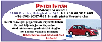 Pintér István autófényező mester ünnepi jókívánsága