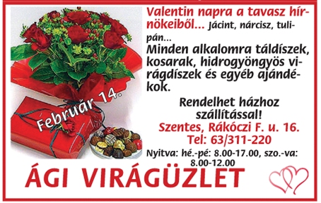 Az Ági virágüzlettől Valentin napra