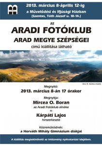 Invitáló az Aradi Fotóklub  "Arad Megye szépségei" c. társatra.