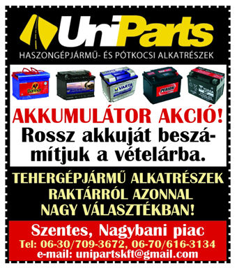 Uniparts akkumulátor akció.